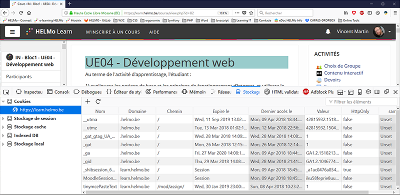Visualisation des cookies avec Firefox