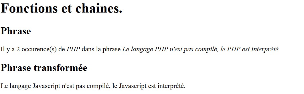 Résultat attendu Exe Langage